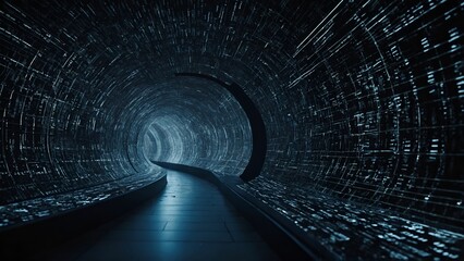 Data stream tunnel binary code cyber space tech
