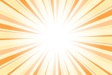 Neon carrot orange sunburst background. Abstract sun light rays background. 