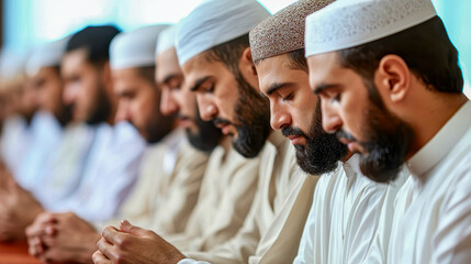 Group Of Men Deep In Prayer Session