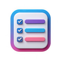 Checklist icon with blue and pink gradient, 3D style, modern design