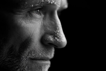  A black and white photo of a man's face