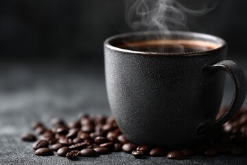 A cup of coffee with steam coming out of it
