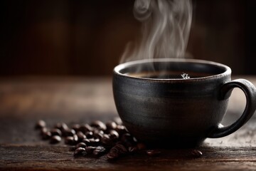 A cup of coffee with steam coming out of it