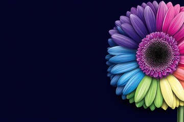 A colorful flower on a dark blue background