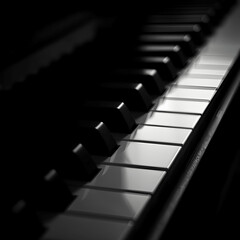 Black And White Artistic Photo Of Piano Keys Close Up