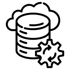 Data processing. This is a vector single icon with a dashed line style. It is suitable for various purposes, including website design, mobile app design, and logo design.