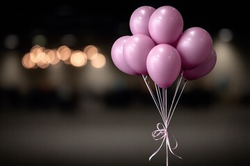 A bunch of pink balloons with a string tied around them