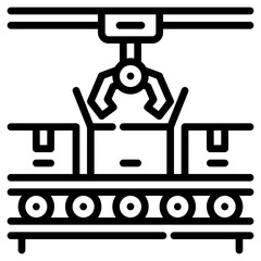 Smart factory. This is a vector single icon with a dashed line style. It is suitable for various purposes, including website design, mobile app design, and logo design.