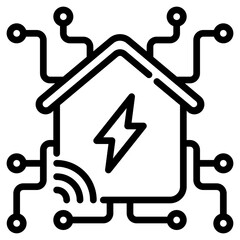 Smart home. This is a vector single icon with a dashed line style. It is suitable for various purposes, including website design, mobile app design, and logo design.