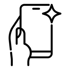 Smartphone artificial intelligence. This is a vector single icon with a dashed line style. It is suitable for various purposes, including website design, mobile app design, and logo design.