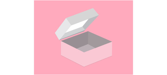 Pink gift box open on a Pink background. 3d Render.