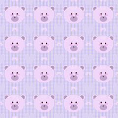 seamless pattern with teddy bears and heart, design for fabric, ethnic, textile, texture, wrapping paper, wall paper or abstract background, nursery and cute pattern, purple background colour.