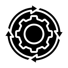 Automation gear. This is a vector single icon with a solid style. It is suitable for various purposes, including website design, mobile app design, and logo design.