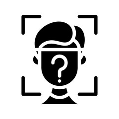 Face recognition. This is a vector single icon with a solid style. It is suitable for various purposes, including website design, mobile app design, and logo design.