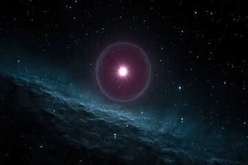 Fototapeta premium A bright star in the middle of a dark space with stars in the background