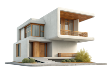 PNG Modern two-story house with wooden accents and large windows