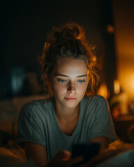 Teen looks worried as she logs mood into mental health app