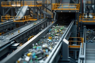 Pixel Perfect Image of Conveyor Belt at Waste Sorting Plant