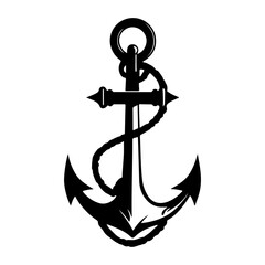 A bold and classic black and white illustration of a vintage anchor