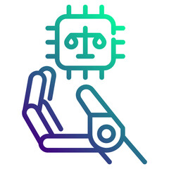Artificial intelligence ethics. This is a vector single icon with a dashed line gradient style. It is suitable for various purposes, including website design, mobile app design, and logo design.