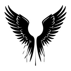 Striking Black Wings Symbolizing Freedom and Artistic Expression on a White Background