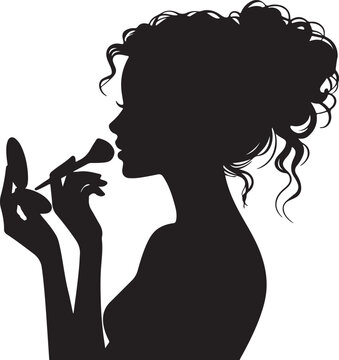 silhouette woman applying makeup clip art preview