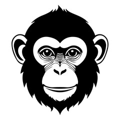 Stylized Monkey Face Illustration in Black and White, a Simple Design