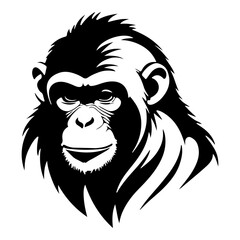 Monochromatic Gorilla Portrait with Bold Contrast and Detailed Facial Features, Expressive