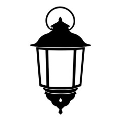 Silhouette of an ornate hanging lantern, a beacon in the darkness