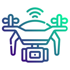 Intelligent drone. This is a vector single icon with a dashed line gradient style. It is suitable for various purposes, including website design, mobile app design, and logo design.