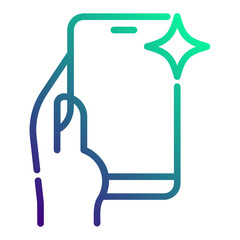 Artificial intelligence smartphone. This is a vector single icon with a dashed line gradient style. It is suitable for various purposes, including website design, mobile app design, and logo design.