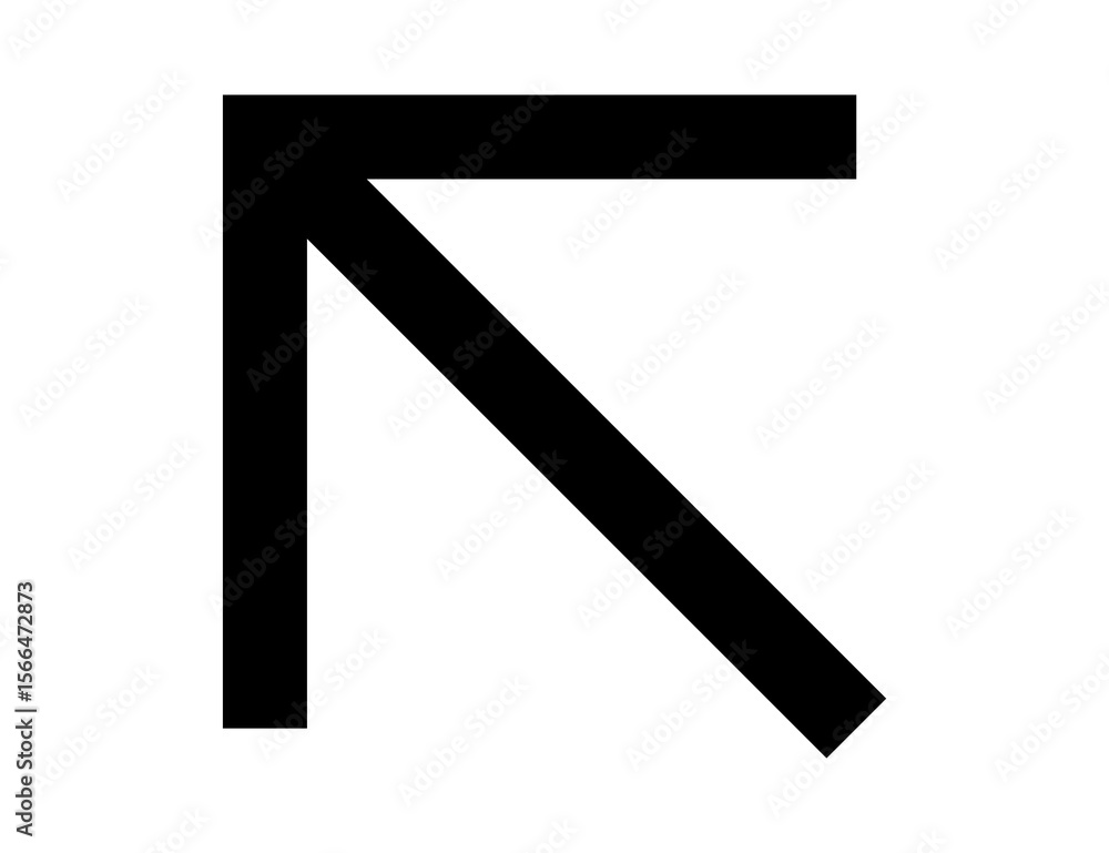 Aufkleber a simple black arrow pointing upwards and to the left, isolated on a transparent background. png fil