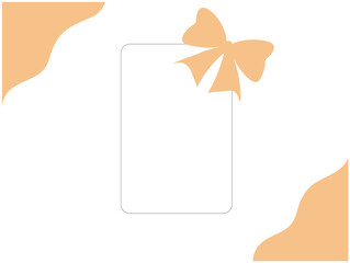 Gift card with bow. Background with space for text. Delicate design for decoration.