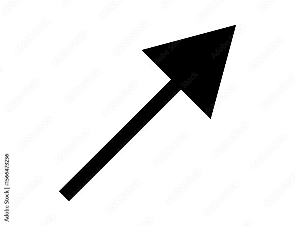 Aufkleber a simple black arrow pointing upwards and to the right, isolated on a transparent background. png fi