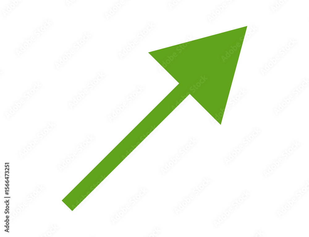 Poster green arrow pointing upwards and to the right isolated on transparent background