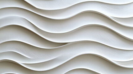 Obraz premium White wave pattern background with flowing curved lines and textured surface creating smooth and elegant abstract design with soft shadows and depth