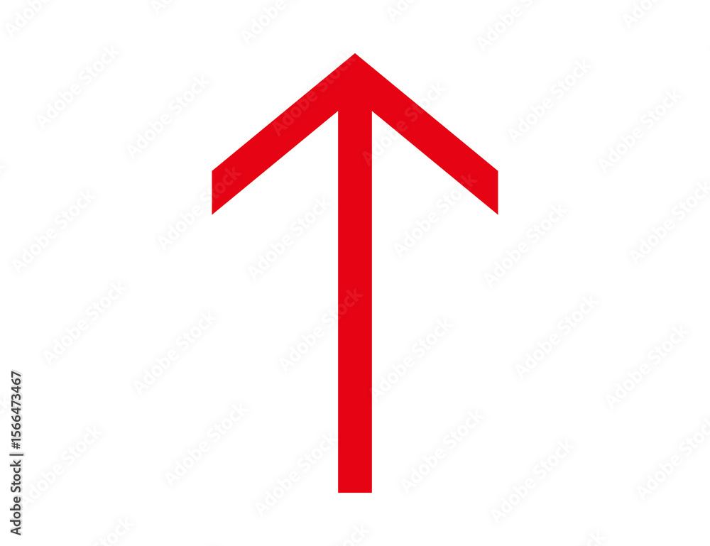 Poster simple red upward pointing arrow symbol isolated on transparent background