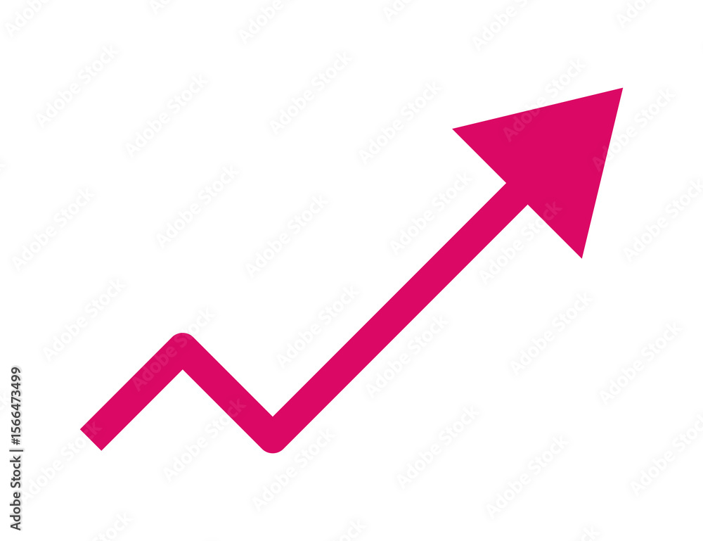Poster pink arrow graph showing upward trend and progress isolated on transparent background