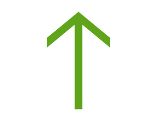 Green upward arrow symbol isolated on transparent background representing growth