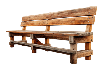 Wooden bench park furniture natural side view