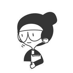 cute glasses  woman holding clipboard in doodle cartoon