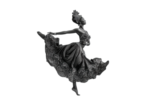 PNG Elegant african female dancer in ornate dress demonstrating graceful ballet pose