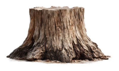 Tree stump removal action in nature wood texture