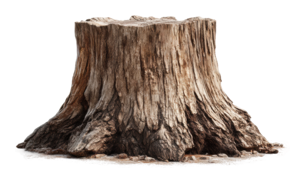 Tree stump removal action in nature wood texture