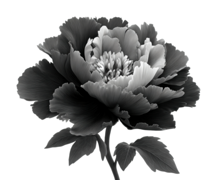 Elegant black and white peony flower
