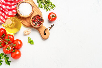 Healthy food background on white.