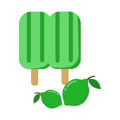 Cute Hand Drawn Lime Double Popsicle