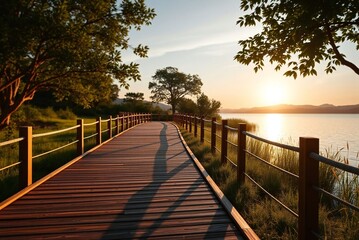 Obraz premium Wooden Bridge in the park
