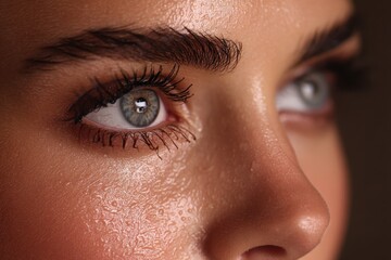 Fototapeta premium a close up of a woman's eye with water droplets on it
