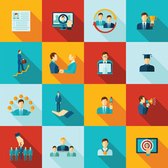 Career and Job Icons Set – Flat Design Collection for Employment, Skills, and Professional Growth
